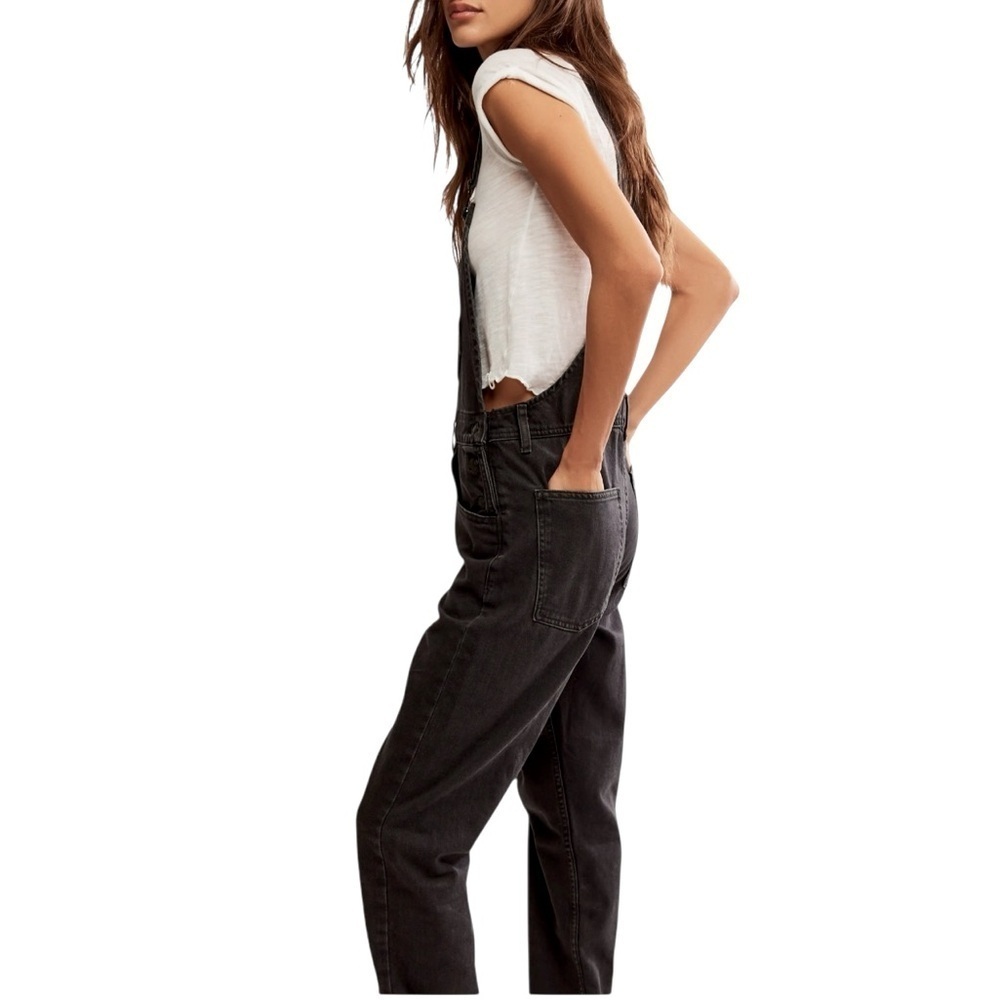 We The Free Black / Gray Denim Bib Overalls Size 27 #2250 - Picture 1 of 8